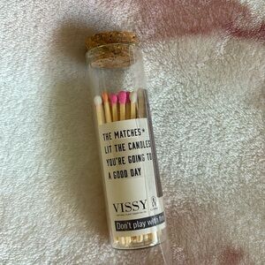 Vissy Matches in Glass Corked Storage Bottle. Cute candle accessory. NWT neon